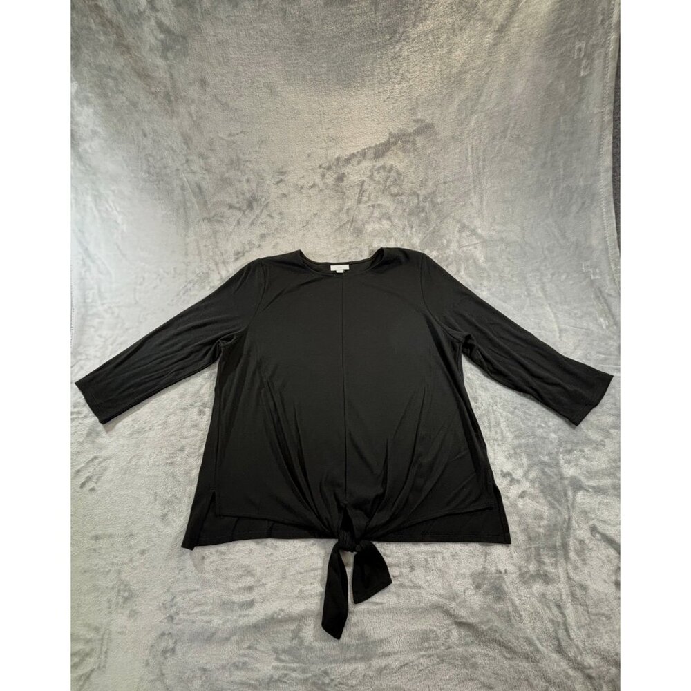 J. Jill Blouse Women's Large Black Tie Front Top Scoop neck